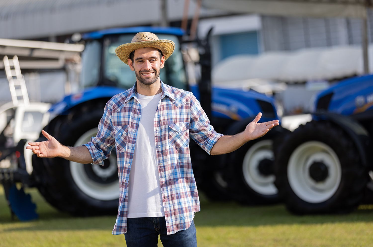 Man wearing straw hat